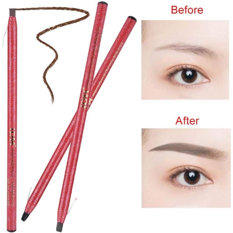 Lápiz de cejas microblading semipermanente, resistente al agua, color café,