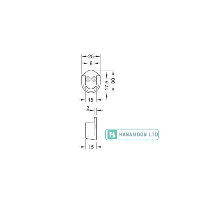 Pack of 4 White Rail End Supports for Oval Wardrobe