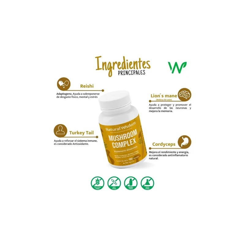 Nw Mushroom Complex Concentración Melena León Reishi 180caps