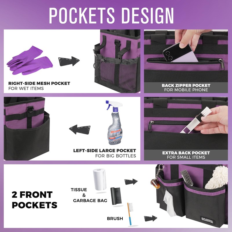 SCAVATA Compact Wearable Cleaning Caddy, Small Cleaning Caddy Supplies Organizer