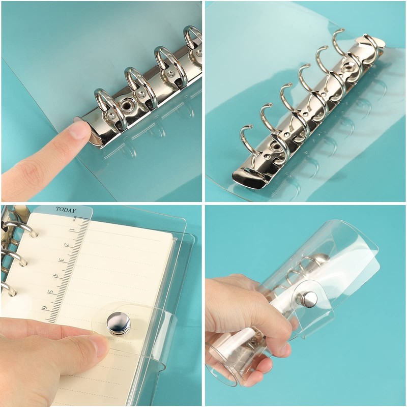 Leobro A7 Transparent Binder, Mini 6 Hole Notebook, Pocket Size,