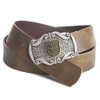Real Leather Belt (Belt Costume Belt, Austria emblem Kärnten, Brown,