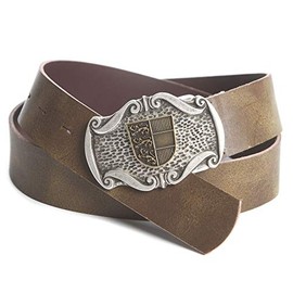 Real Leather Belt (Belt Costume Belt, Austria emblem Kärnten, Brown, Soft Leather - 110