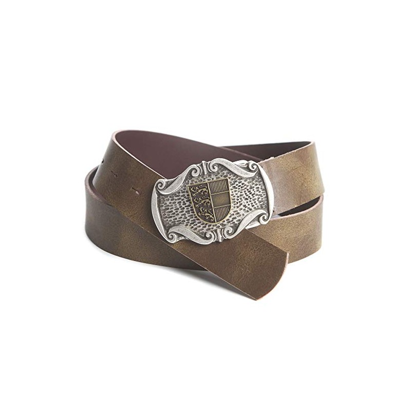 Real Leather Belt (Belt Costume Belt, Austria emblem Kärnten, Brown,