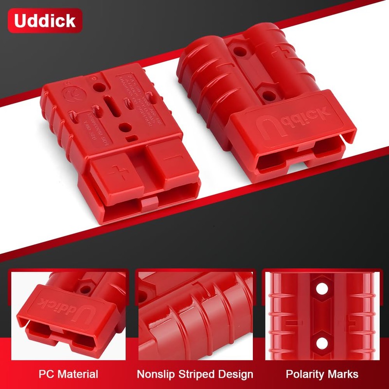 Uddick 4PCS 50A 6-10 Gauge Battery Cable Quick Connect/Disconnect Connector
