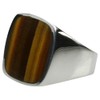Solid 925 Silver Signet Ring with Tiger's Eye, Silver