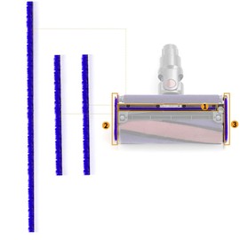 KiimSin 3Pcs Soft Plush Strip Replacement Parts for dyson-V6 V7 V10 V11 V12 V12 DC58 DC59 DC62 DC74 Vacuum Cleaner Soft Roller Head Accessories, 1Long, 2Shorts