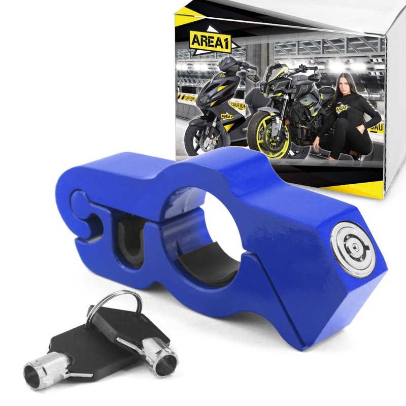 Area1 Scooter Motorcycle Brake Lever Lock Blue CNC with 2