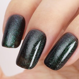 TUTUYU Aurora Green Glitter Black Gel Nail Polish, 15ml UV/LED Soak Off Sparkly Green Shimmer Dark Gel Polish for Manicure Salon or DIY Nail Art at Home,Women Girls Gifts - GP0098