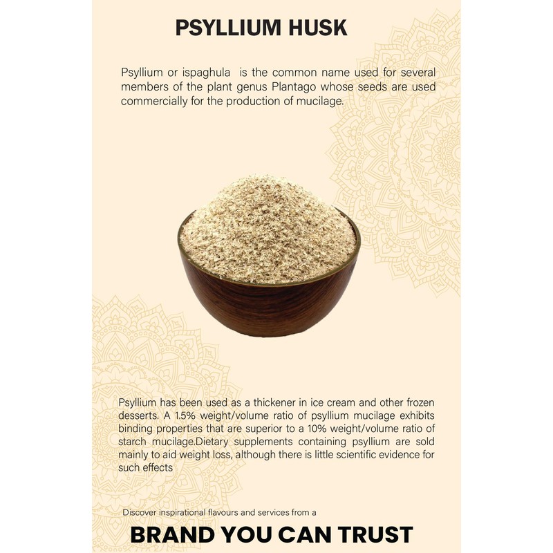 Psyllium Husk Powder (100g/3.52oz) Easy Mixing Fiber Supplement, Finely Ground