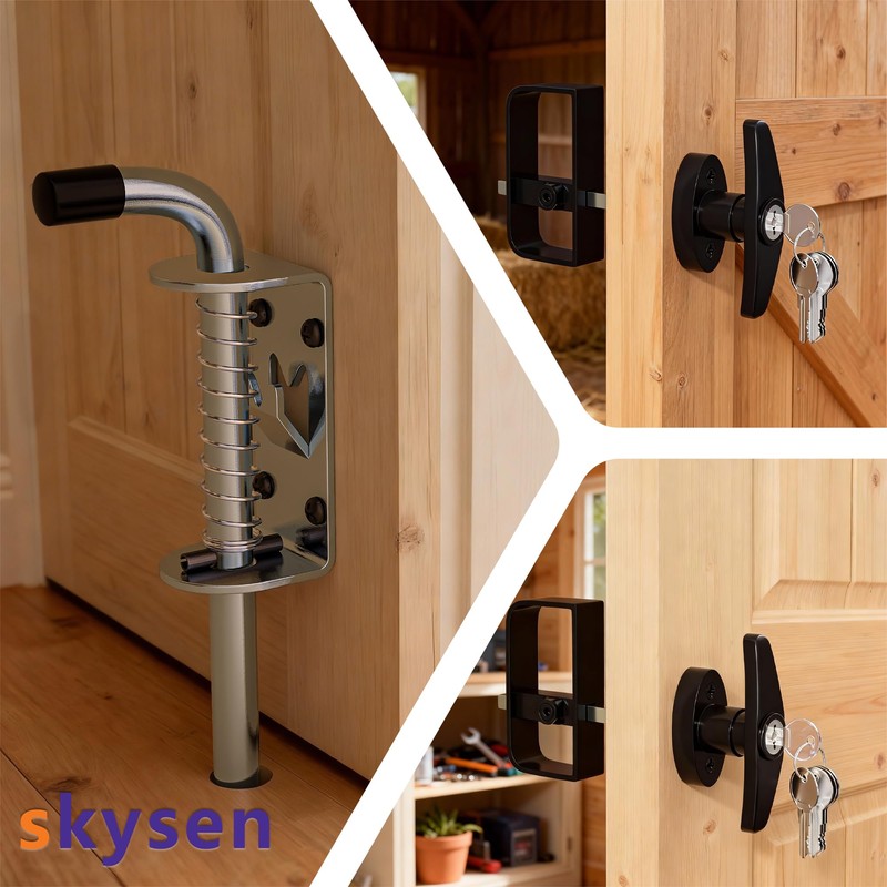 SKYSEN Shed Door Hardware Kit, Complete Set with T-Handle Lock,