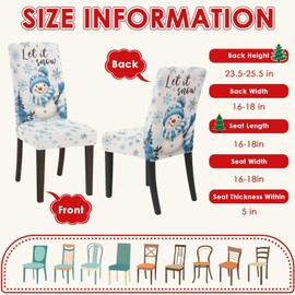 Emvency 6 Pcs Christmas Chair Covers, Xmas Pink Snowman Snowflake Decoration Removable Washable Slipcover Chair Protector for Kitchen Hotel Wedding Holiday Party Dining Room Decor, 3 Style