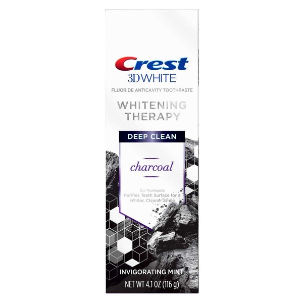 Crest 3D Whitening Therapy Deep Clean Charcoal Invigorating Mint 4.1 Ounce (Two Pack)