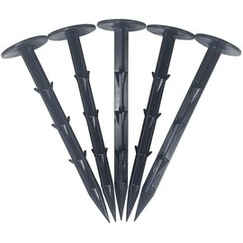 One Stop Outdoor (100-PACK) 4" Heavy Duty Professional Grade Plastic Landscape & Garden Spikes - Multi Use Weed Fabric, Erosion Netting & Tarp Stakes (4" Inch Stake)
