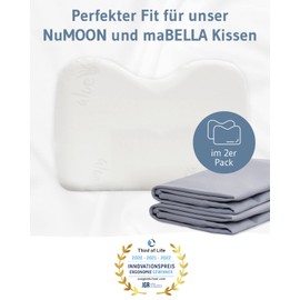 Third of Life Cushion Cover Grey Double Pack, Perfect for NuMoon & MaBELLA Pillows, Cotton (Double Jersey), Non-Iron and Tumble Dryer-safe, Cushion Covers Set of 2 with Zip, Oeko-Tex Certified