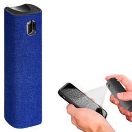 IO CLEAN Mini Screen Cleaner Spray – Finger Proof Screen Cleaner for Smartphones, iPads, MacBooks, Laptops, Car Screens, Touchscreens – 3in1 Mist Cleaner, Microfiber Cloth and Cover (Navy Blue)