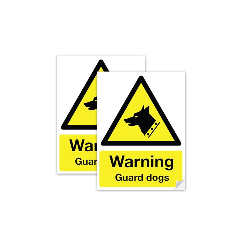 SAFESIGN (2 Pack) Warning Guard Dogs Vinyl Sign Stickers 200