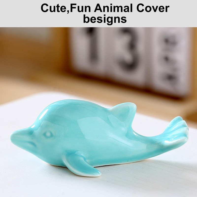 YOUDMEARUD Decorative Ceramic Dolphin Toilet Bolt Covers with Flower-Shaped Push
