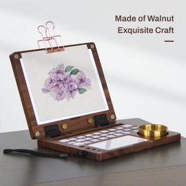 TOIMIOTOIM Wooden Watercolor Palette, Gouache Palette Box, Black Walnut, Travel Watercolor Palette, Watercolor Paint Palette, Paint Palette, 27 Grid