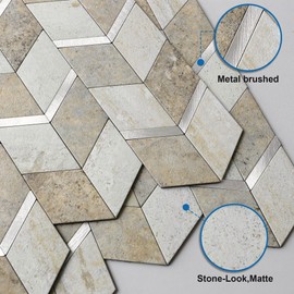 MOFIT Peel and Stick Backsplash for Kitchen,3D Wall Panel Peel and Stick Tile Self Adhesive Backsplash for Bathroom Tile Stickers Diamond (10Sheets,Castle Brown)