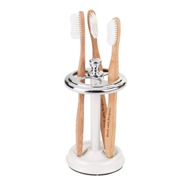 iDesign Metal Toothbrush Holder Cup for Bathroom Organization The York Collection, 3.25" x 5.75", Chrome and Pearl White