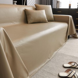 vctops Waterproof Faux PU Leather Sofa Covers for Sectional Sofa Vintage Couch Cover for Dogs Loveseat Covers Futon Cover L Shaped Cover Wipeable Couch Protector (Champagne,71"x118")