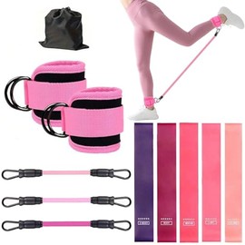 11 Pcs Bandas Resistencia para Ejercicio,Banda Elastica Musculacion Fitness Bandas Entrenamiento,Bandas Tobillo para Entrenamiento,Hombres Mujeres Equ