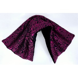 Tranquil Elegance Handmade Soothing Wrap Heating Pad - Dual Sided Satin Brocade & Velvet - Flax Seed Fill - Unscented - Magenta Doodle - TSW-MD