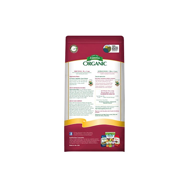 Espoma Organic Blood Meal Fertilizer 12-0-0 . All-Natural Plant Food