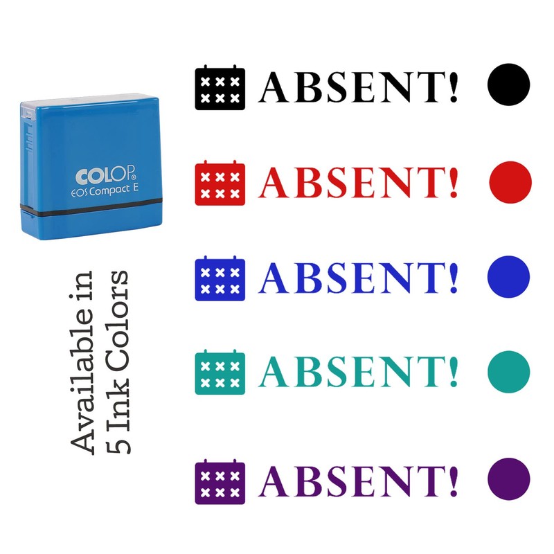 Printtoo Teacher's Stamp Absent! Self-Inking Stamp Rubber Stamp Teacher Grading
