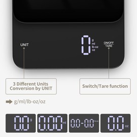 3T6B Küchenwaage Digital, Glas Digitale Waage Elektronische, Kaffeekochen Wiegen, Hochpräzise Lebensmittelwaage LCD Display mit Sicherheitsglas Wiegefläche und Tara