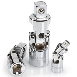 BESTU Universal Joint Insertion Angle 1/4" 3/8" 1/2" (6.35mm 9.5mm 12.7mm SQ) Set of 3 Universal Joint Set Silver 3 pcs