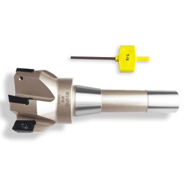 R8 Shank Indexable End Mill 2-1/2" Diameter 90 Degree High Speed Milling Cutter with 6 Apkt1604 Carbide Inserts (6-1/8" Overall Length)