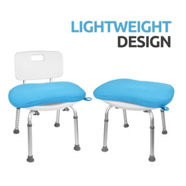 Shower Seat Cushion for Transfer Benches, Shower Bath Chairs, Bathtub Sauna Seat Foam Cushion Mat with Hook, Quickly Dry Bathtub Chair Pad with Breathable Air Mesh Fabric