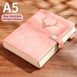 A5 Leather Lined Journal Notebook for Writing, A5 Planner Writing Journal for Girls Women, A5 Ruled Paper Journals Pink