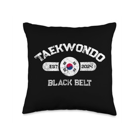 2024 Taekwondo Black Belt Achievement Korean Flag Design Throw Pillow
