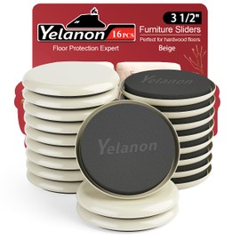 Furniture Sliders, 16 pcs-3 1/2” Round Beige Furniture Sliders for Carpet, Heavy Duty Furniture Movers Sliders, Reusable Furniture Moving Pads, Floor Protectors for Carpet