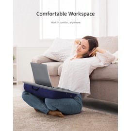 Lap Desk with Washable Cushion – Fits up to 17-Inch Laptops – Portable Laptop Desk & Stand – Bed desks & Tray for Writing, Reading, Working, Gaming on Bed, Couch, Floor –Istudyniture -Large, NavyBlue