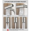 FORIOUS Waterfall Kitchen Faucet with Pull Down Sprayer, 5 Spout