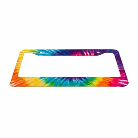 Nicokee Decorative License Plate Frame Abstract Swirl Tie Dye Tribal Art Design Car Tag Frame Aluminum Auto License Plate Holder for Men Women