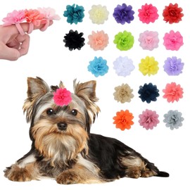 NUOSYI 20PCS Flower Bows Rubber Bands for Cat Dogs Puppy Birds Ducks Horse Chicken Pets Hair Ties Outdoor Party Girls Women Birthday Grooming Hair Accessories(Mixed, One Size)
