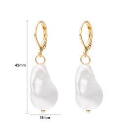 Vissen Baroque Pearls Gold-Plated / Silver Pendant Earrings Women's Hypoallergenic Nickel-Free Fashion Jewellery Earrings, Gold plating