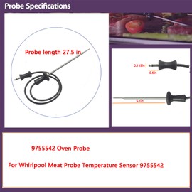 OEM 9755542 Meat Temperature Probe 9755542 for Whirlpool Oven Probes 4448948 1181258 AH1156355
