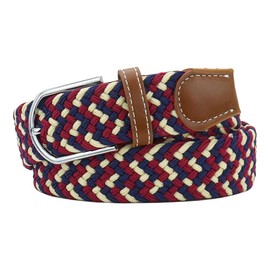 Huyfhksd Mixed Color Woven Stretch Braided Belts for Men and Women Fashion Elastic Belts, S, Blue Red Beige