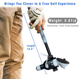 VR Golf Club Attachment Compatible with Meta Quest 3/Quest 3S, Aluminium Golf Club Handle for Golf +, 90 Degree Design VR Golf Simulator Grip Keep Tracking (Left)