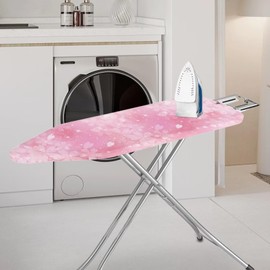 Snilety Wide Ironing Table Covers 15x54 Easy Fit Ironing Table Cover Accessories Pink Floral Ironing Board Cover with Hook and Loop Fasteners