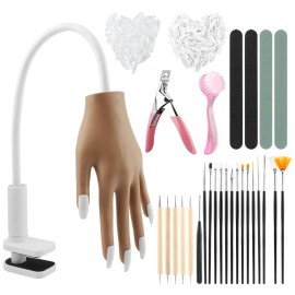 Saycker 227pcs/set Practice Hand For Acrylic NailsFlexible Model Hand Practice Clear