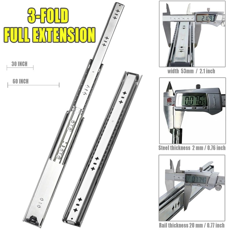 Heavy Duty Drawer Slides, 30 Inch, 300 lb Load Capacity,