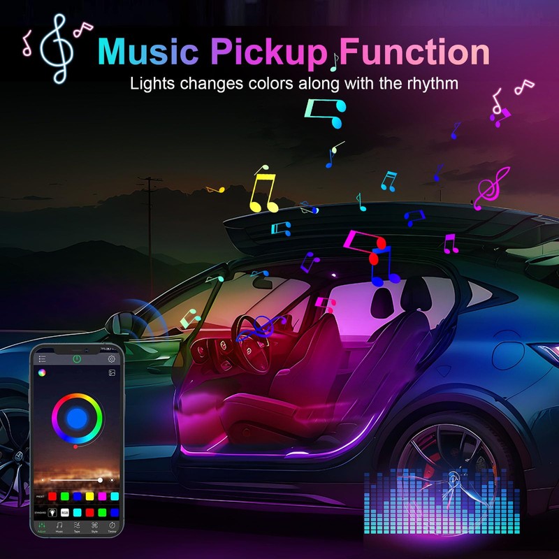 GPJYD 2 in 1 Acrylic Car LED Lights Interior, RGB