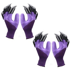Garden Genie Gloves with Claws Waterproof Gardening Gloves For Digging and Planting, Best Gardening Gifts for Women and Men [2 Pairs, Purple]